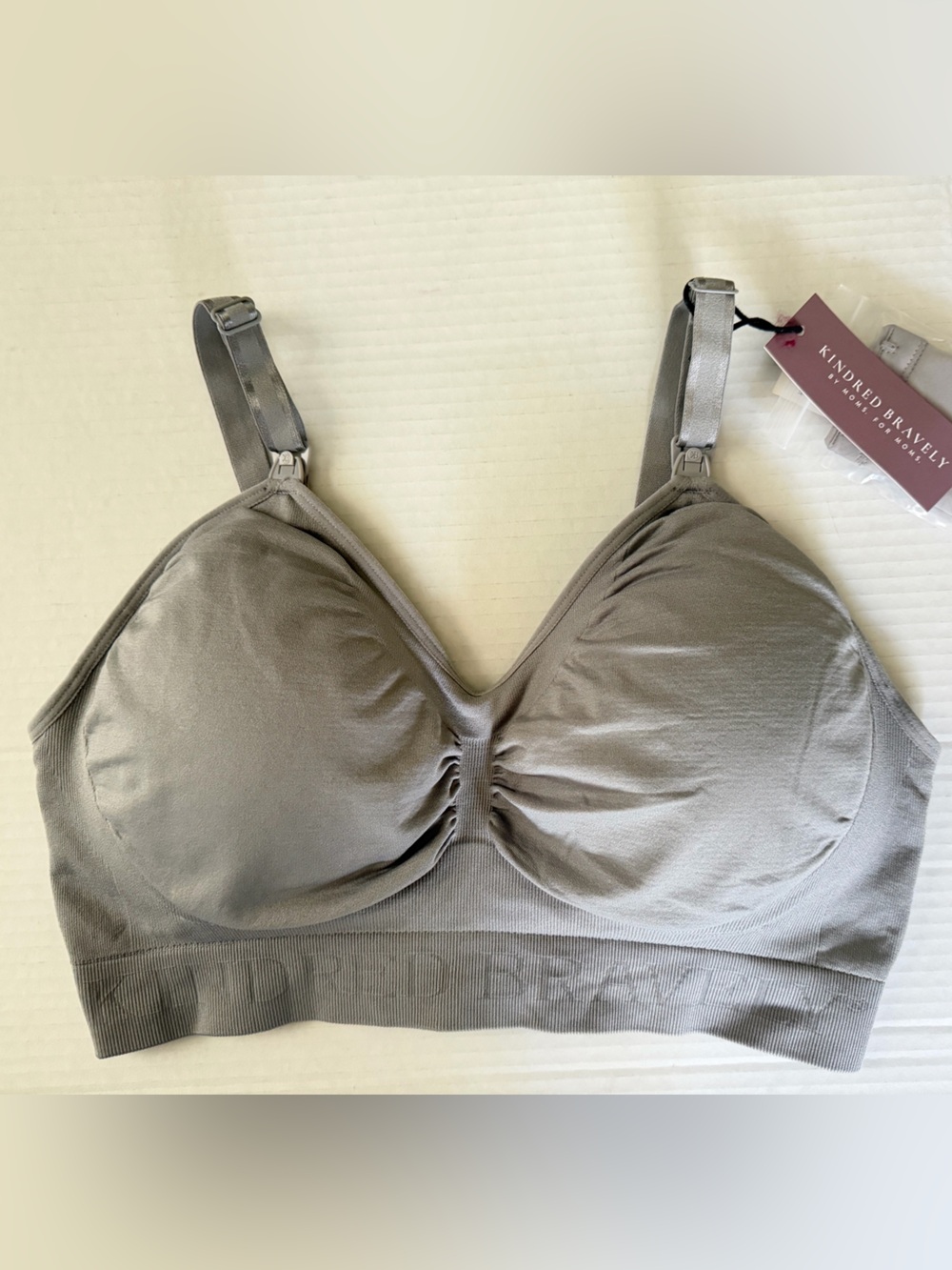 NWT Kindred Bravely Wireless Nursing Bra - Taupe Gray Size XL